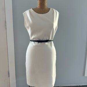 The Limited White Sheath Mini Dress Sleeveless Crew Neck